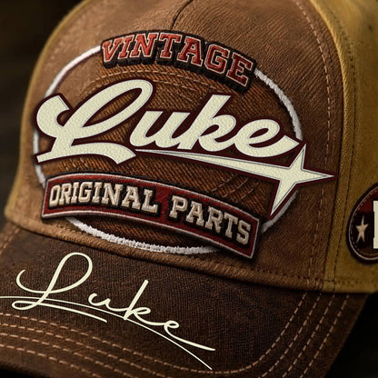 LUKE TC02 HH79  Personalized Name Baseball Cap, Vintage Retro Hat, Custom Gift for Him & Her