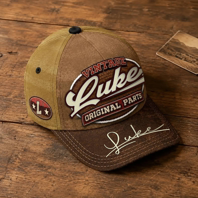 LUKE TC02 HH79  Personalized Name Baseball Cap, Vintage Retro Hat, Custom Gift for Him & Her