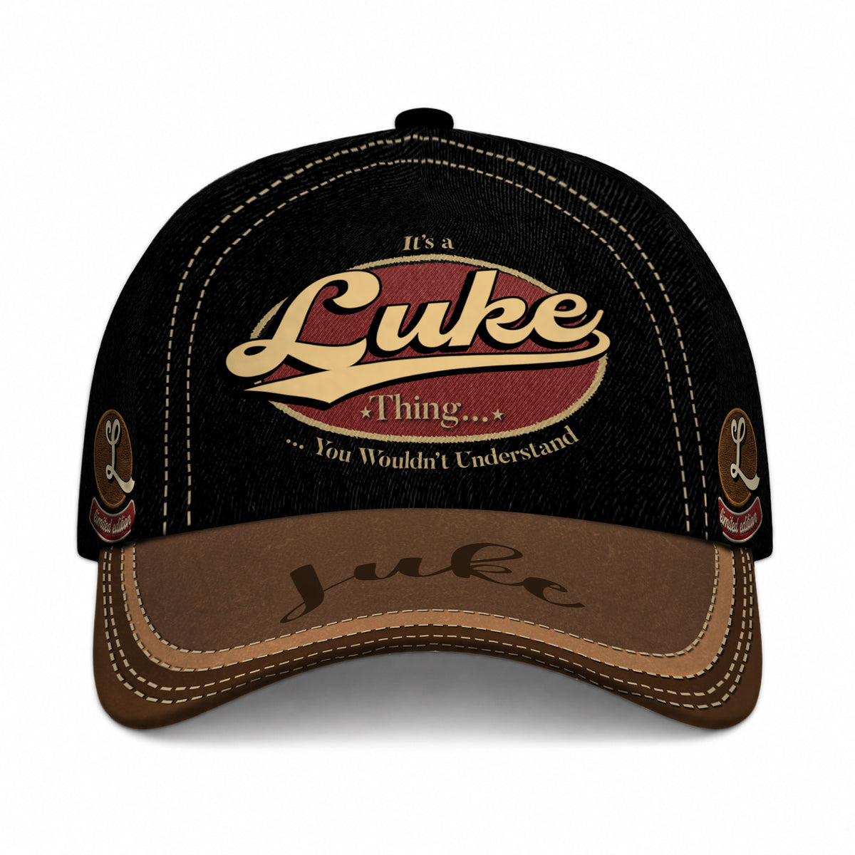 LUKE  TC06 HH79 Personalized Distressed Baseball Cap, Custom Retro Trucker Hat, Statement Dad Cap