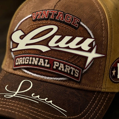 LUU TC02 HH79  Personalized Name Baseball Cap, Vintage Retro Hat, Custom Gift for Him & Her