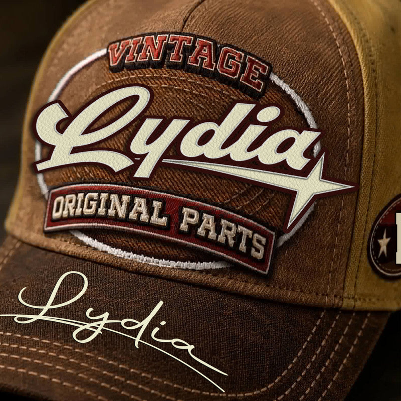 LYDIA TC02 HH79  Personalized Name Baseball Cap, Vintage Retro Hat, Custom Gift for Him & Her