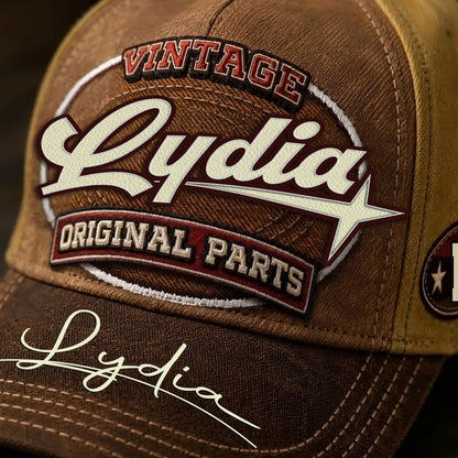 LYDIA TC02 HH79  Personalized Name Baseball Cap, Vintage Retro Hat, Custom Gift for Him & Her