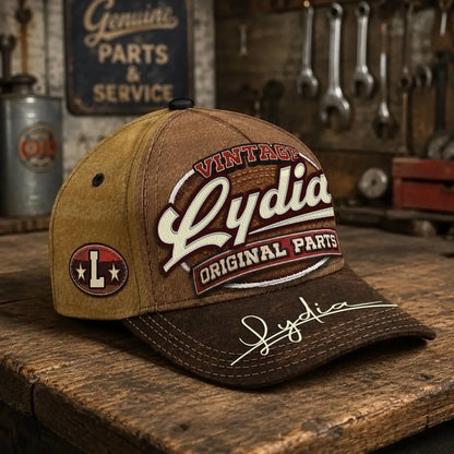 LYDIA TC02 HH79  Personalized Name Baseball Cap, Vintage Retro Hat, Custom Gift for Him & Her