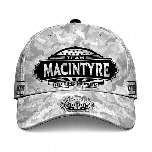 MACINTYRE TC01 HH79 Team Your Name Hat, Personalized Camo Baseball Cap, Custom Family Gift, Gift for Him Her