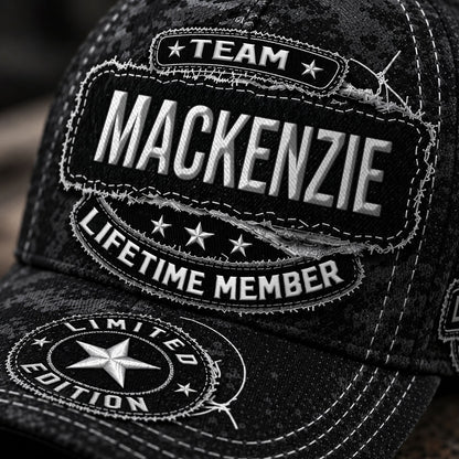 MACKENZIE TC03 HH79  Personalized Black Camo Baseball Cap, Custom Name Family Hat