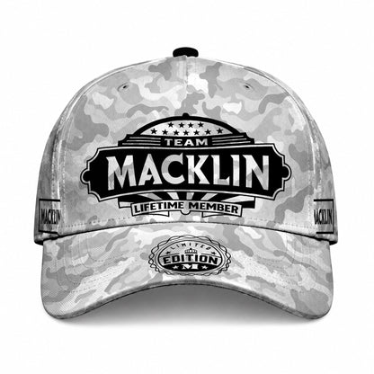 MACKLIN TC01 HH79 Team Your Name Hat, Personalized Camo Baseball Cap, Custom Family Gift, Gift for Him Her