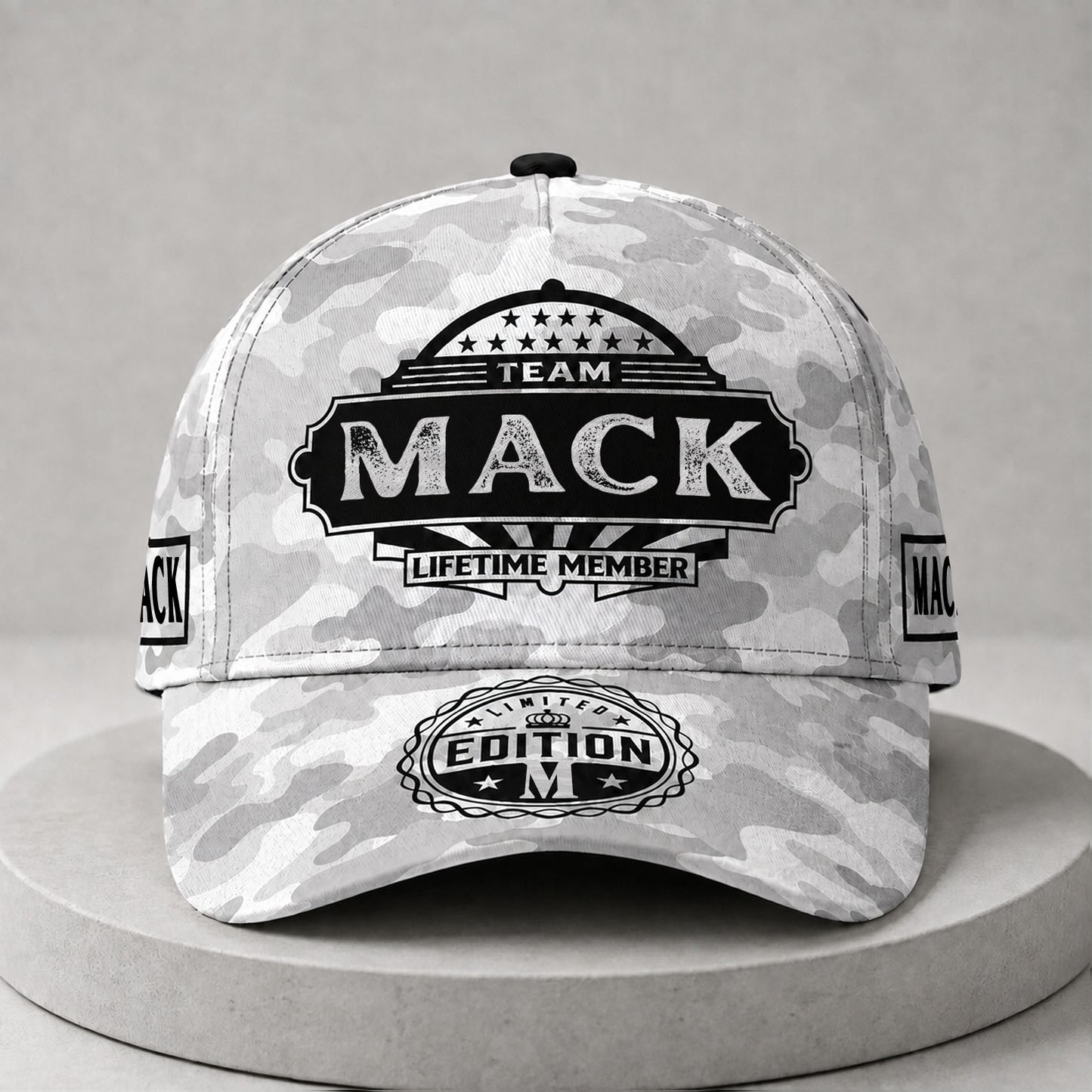 MACK TC01 HH79 Team Your Name Hat, Personalized Camo Baseball Cap, Custom Family Gift, Gift for Him Her