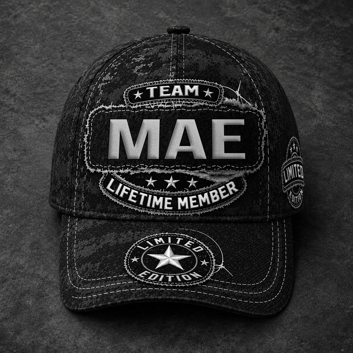 MAE TC03 HH79  Personalized Black Camo Baseball Cap, Custom Name Family Hat