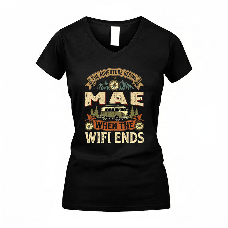 MAE TT898-K6-229 – Personalized Funny Camping Quote Apparel “The Adventure Begins When The WiFi Ends”