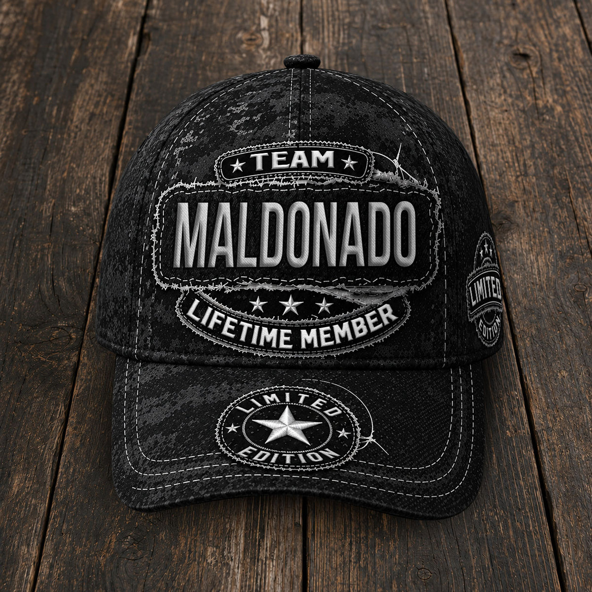 MALDONADO TC03 HH79  Personalized Black Camo Baseball Cap, Custom Name Family Hat