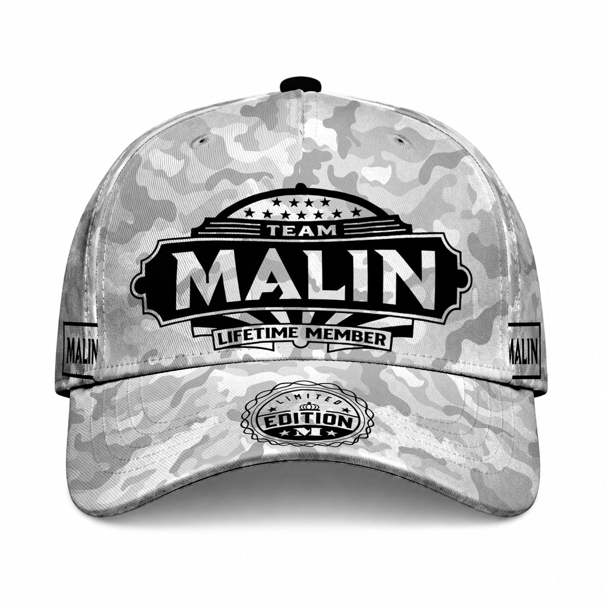 MALIN TC01 HH79 Team Your Name Hat, Personalized Camo Baseball Cap, Custom Family Gift, Gift for Him Her