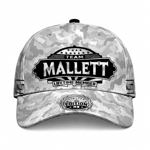 MALLETT TC01 HH79 Team Your Name Hat, Personalized Camo Baseball Cap, Custom Family Gift, Gift for Him Her