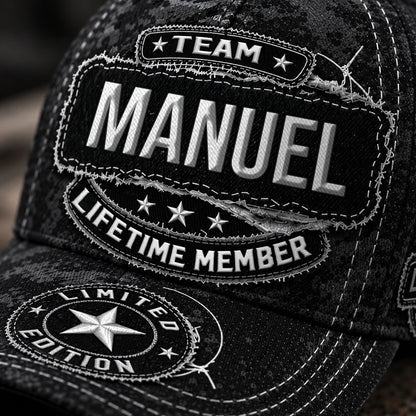 MANUEL TC03 HH79  Personalized Black Camo Baseball Cap, Custom Name Family Hat
