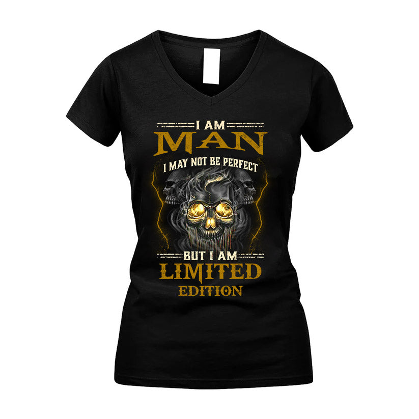I Am Man, I May Not Be Perfect, But I Am Limited Edition – Personalized Skull T-Shirt