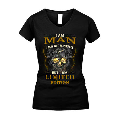 I Am Man, I May Not Be Perfect, But I Am Limited Edition – Personalized Skull T-Shirt
