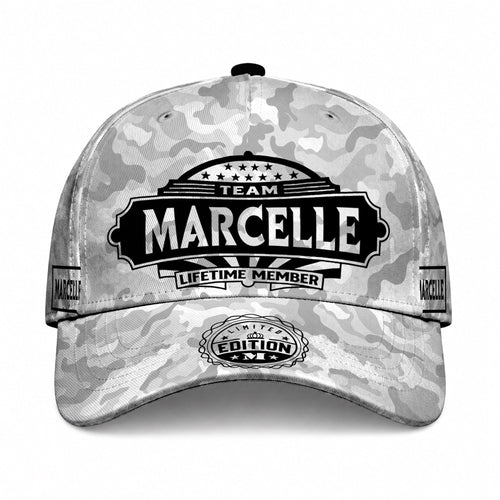 MARCELLE TC01 HH79 Team Your Name Hat, Personalized Camo Baseball Cap, Custom Family Gift, Gift for Him Her