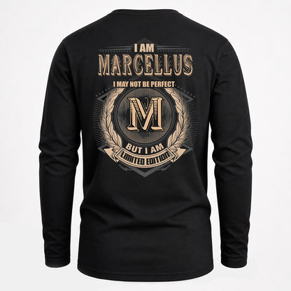 MARCELLUS 2K-101–Personalized Name Quote Apparel “I Am NAME May Not Be Perfect But I Am Limited Edition”
