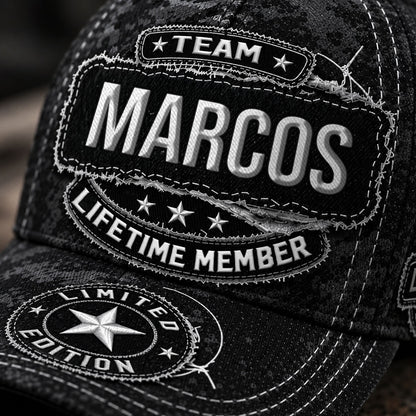 MARCOS TC03 HH79  Personalized Black Camo Baseball Cap, Custom Name Family Hat