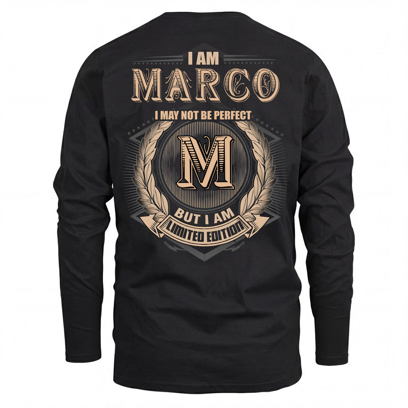 MARCO 2K-101–Personalized Name Quote Apparel “I Am NAME May Not Be Perfect But I Am Limited Edition”