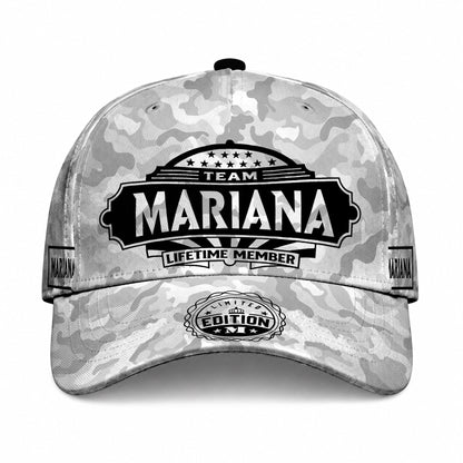 MARIANA TC01 HH79 Team Your Name Hat, Personalized Camo Baseball Cap, Custom Family Gift, Gift for Him Her