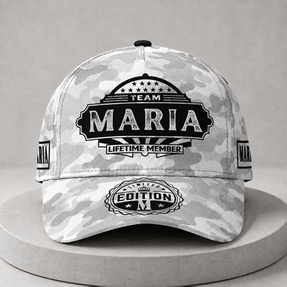MARIA TC01 HH79 Team Your Name Hat, Personalized Camo Baseball Cap, Custom Family Gift, Gift for Him Her