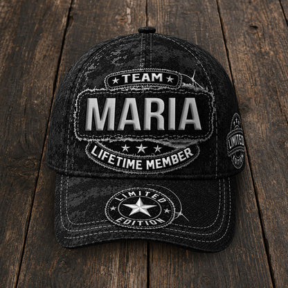 MARIA TC03 HH79  Personalized Black Camo Baseball Cap, Custom Name Family Hat