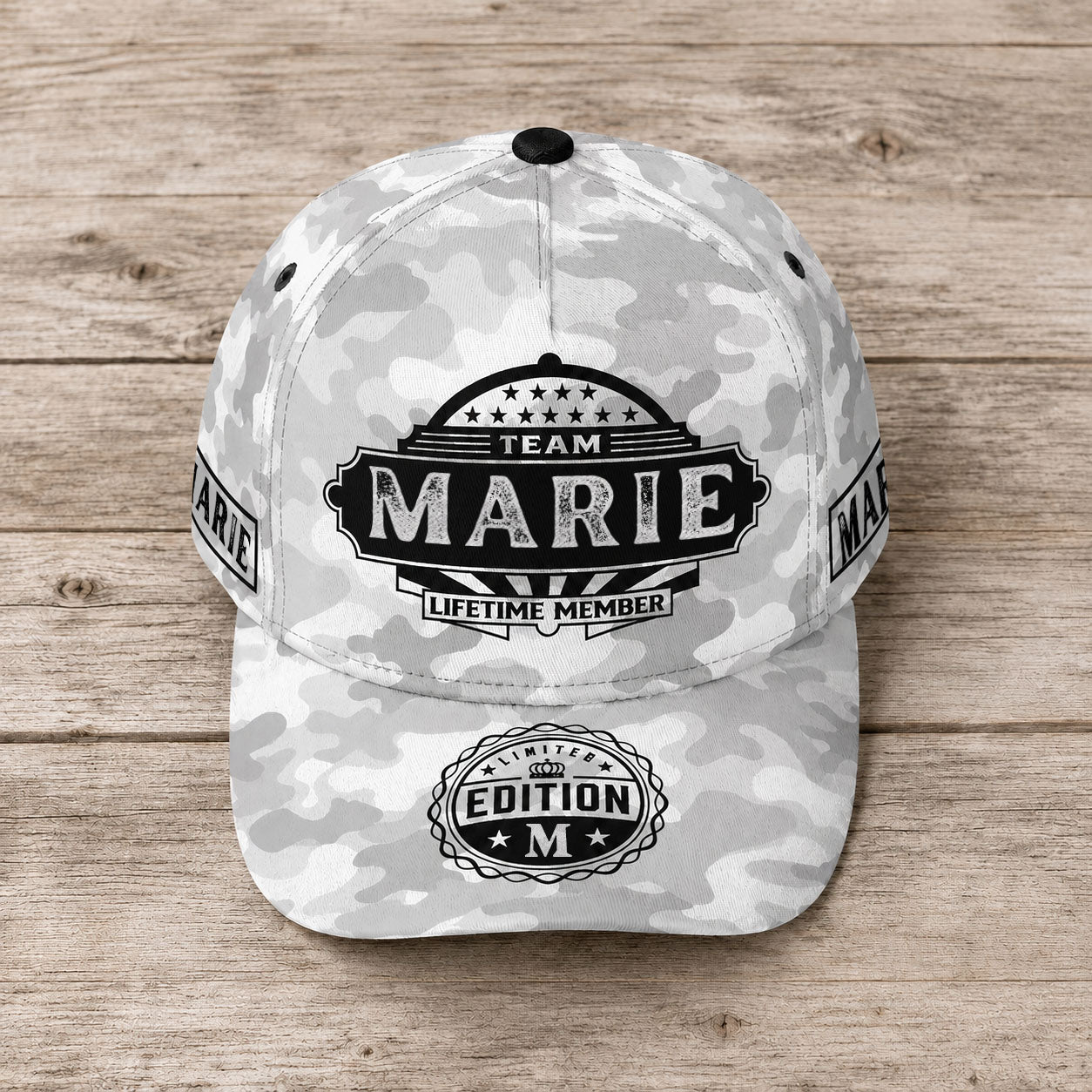 MARIE TC01 HH79 Team Your Name Hat, Personalized Camo Baseball Cap, Custom Family Gift, Gift for Him Her
