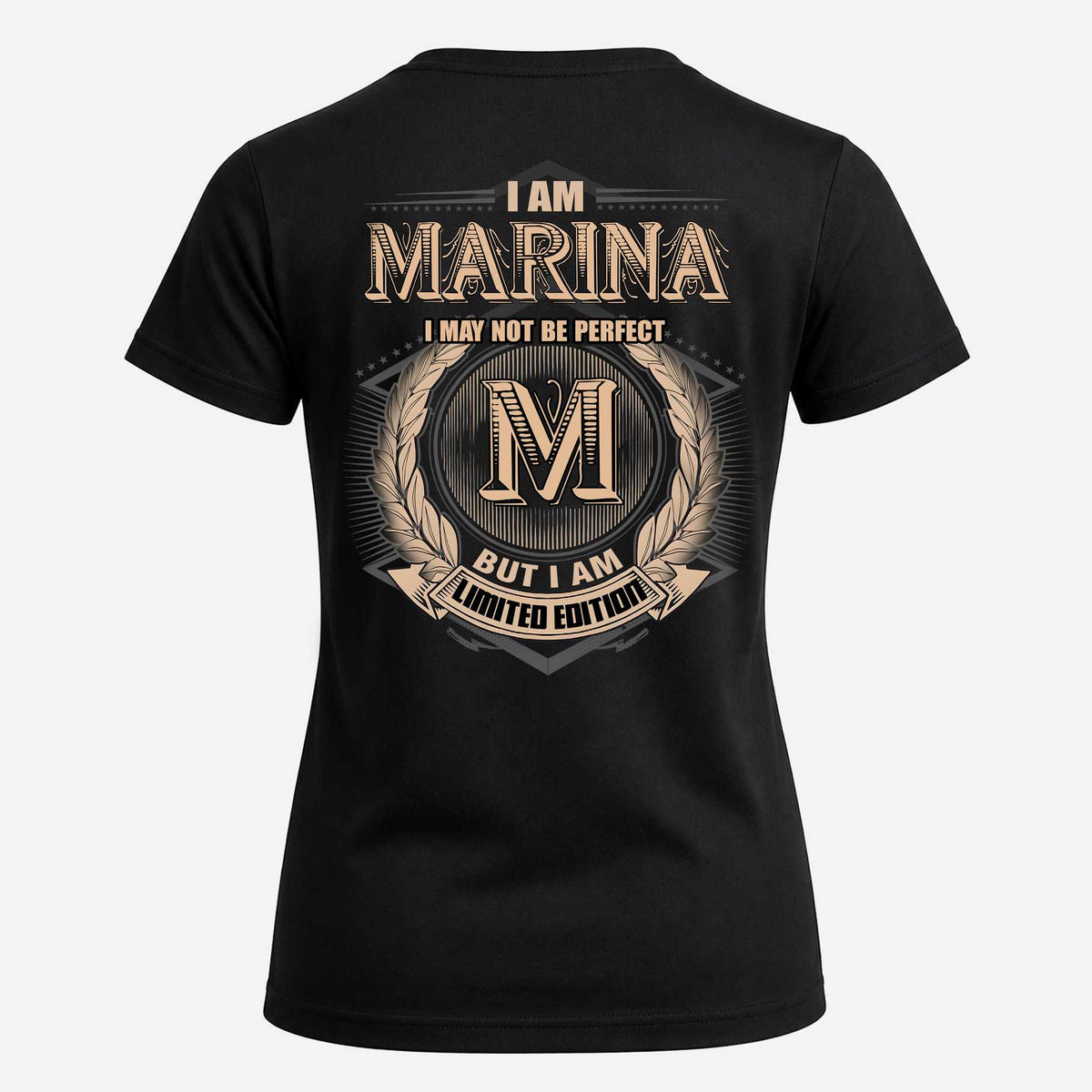 MARINA 2K-101–Personalized Name Quote Apparel “I Am NAME May Not Be Perfect But I Am Limited Edition”
