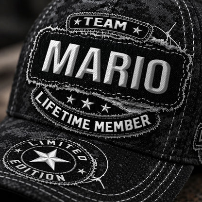 MARIO TC03 HH79  Personalized Black Camo Baseball Cap, Custom Name Family Hat
