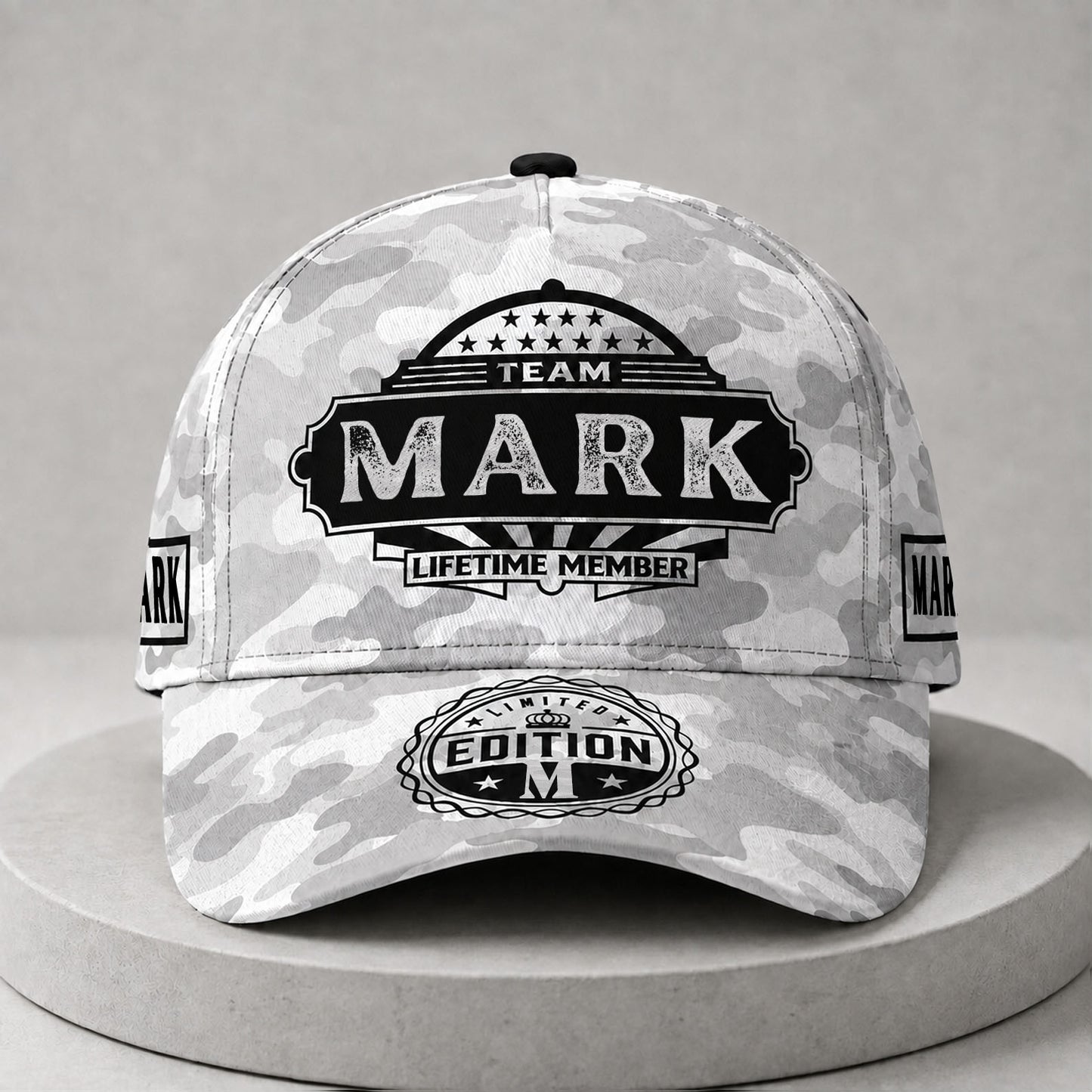 MARK TC01 HH79 Team Your Name Hat, Personalized Camo Baseball Cap, Custom Family Gift, Gift for Him Her