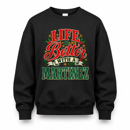 MARTINEZ HH-F011 Personalized Name Christmas Shirt – “Life Is Better With a Custom Name” Funny Christmas Gift, Custom Holiday Apparel