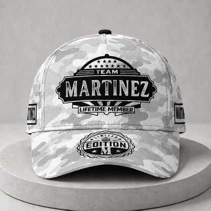 MARTINEZ TC01 HH79 Team Your Name Hat, Personalized Camo Baseball Cap, Custom Family Gift, Gift for Him Her