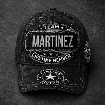 MARTINEZ TC03 HH79  Personalized Black Camo Baseball Cap, Custom Name Family Hat