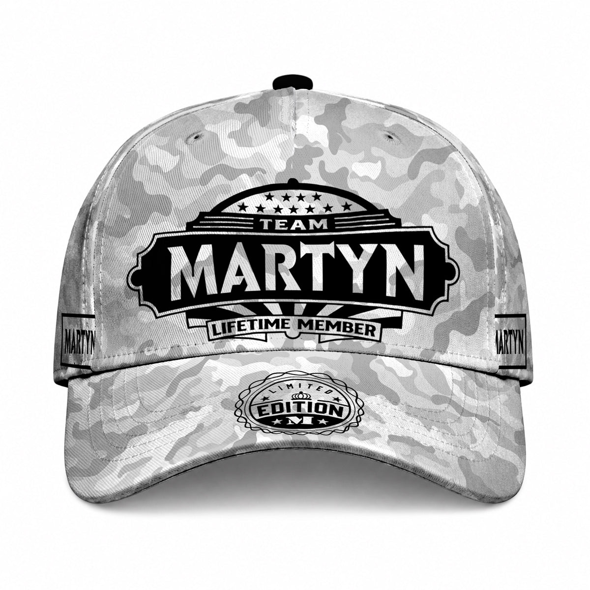 MARTYN TC01 HH79 Team Your Name Hat, Personalized Camo Baseball Cap, Custom Family Gift, Gift for Him Her