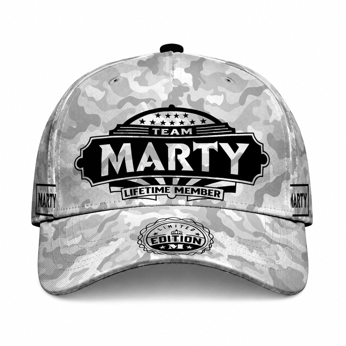 MARTY TC01 HH79 Team Your Name Hat, Personalized Camo Baseball Cap, Custom Family Gift, Gift for Him Her