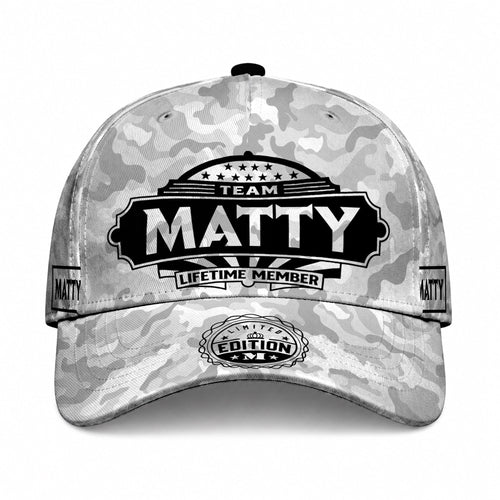 MATTY TC01 HH79 Team Your Name Hat, Personalized Camo Baseball Cap, Custom Family Gift, Gift for Him Her