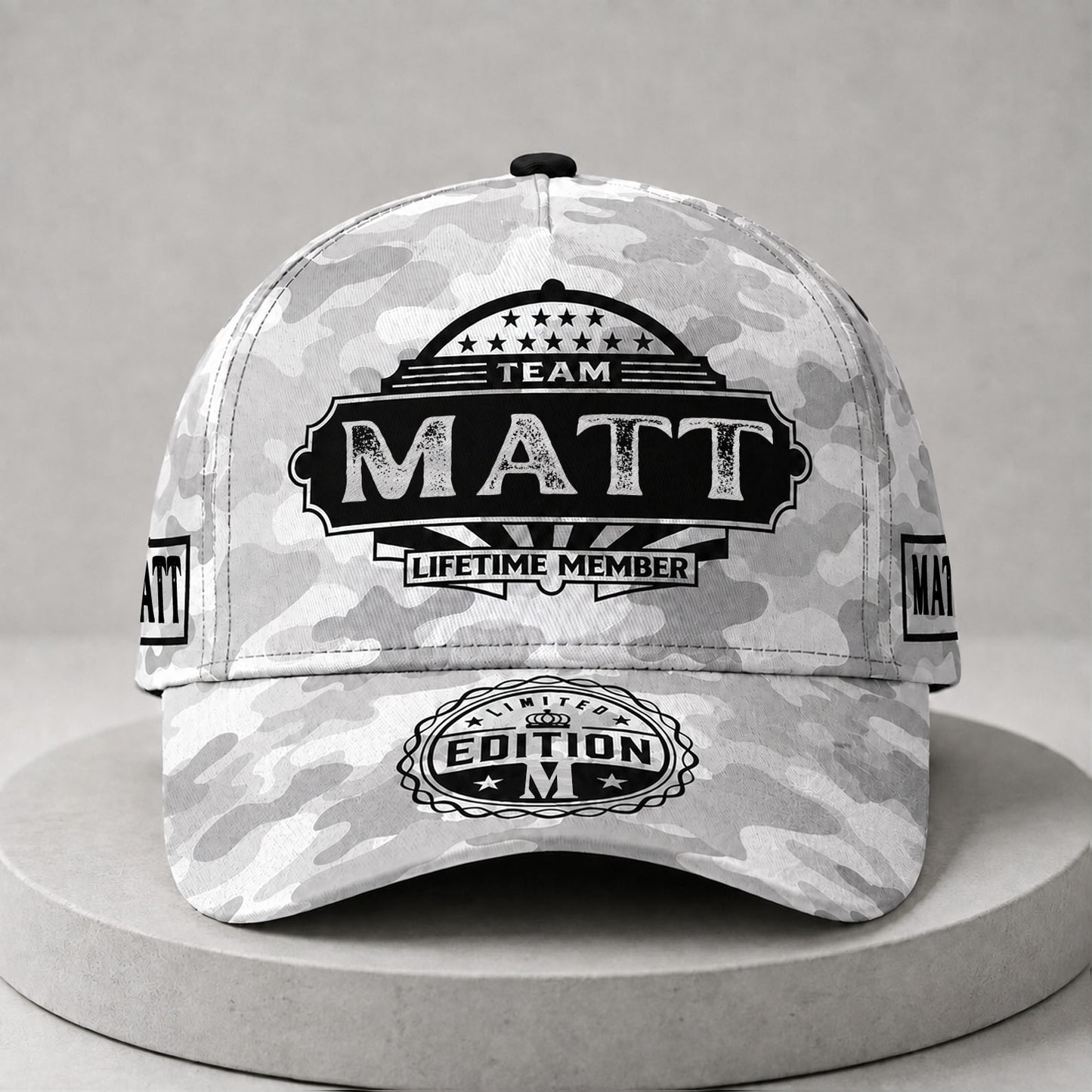MATT TC01 HH79 Team Your Name Hat, Personalized Camo Baseball Cap, Custom Family Gift, Gift for Him Her