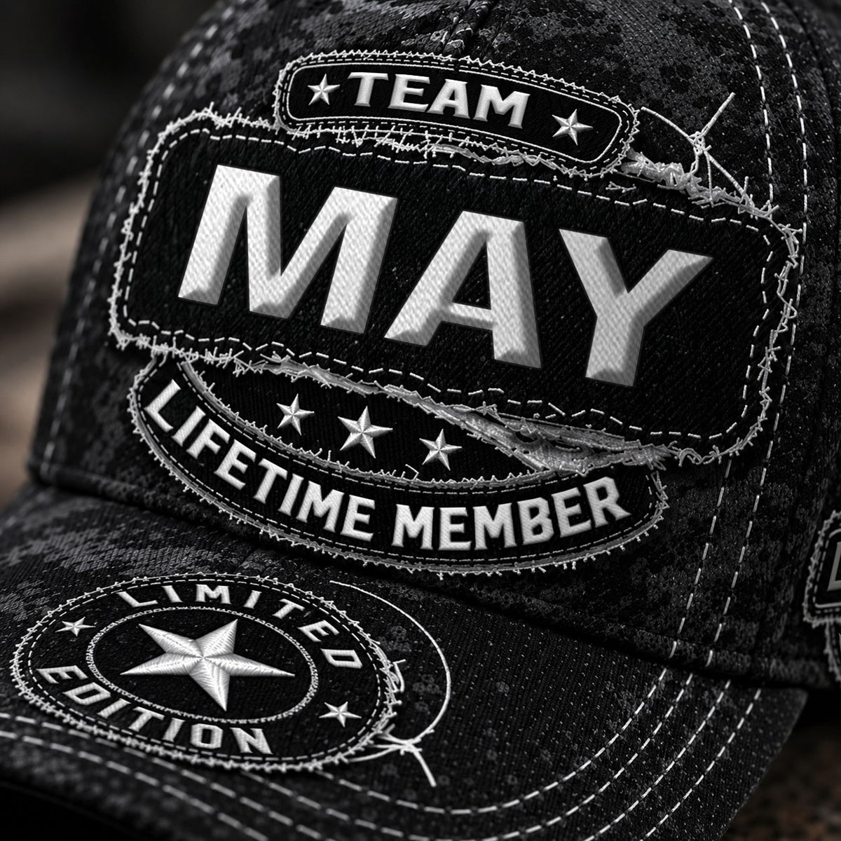 MAY TC03 HH79  Personalized Black Camo Baseball Cap, Custom Name Family Hat