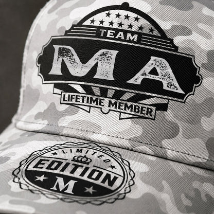 MA TC01 HH79 Team Your Name Hat, Personalized Camo Baseball Cap, Custom Family Gift, Gift for Him Her