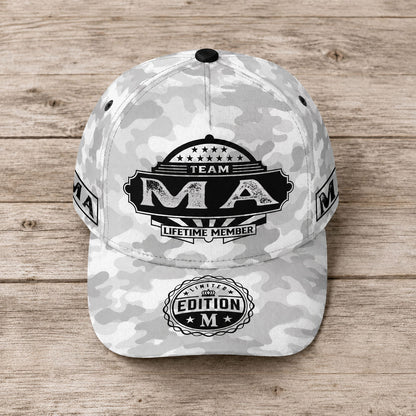 MA TC01 HH79 Team Your Name Hat, Personalized Camo Baseball Cap, Custom Family Gift, Gift for Him Her