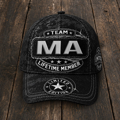 MA TC03 HH79  Personalized Black Camo Baseball Cap, Custom Name Family Hat