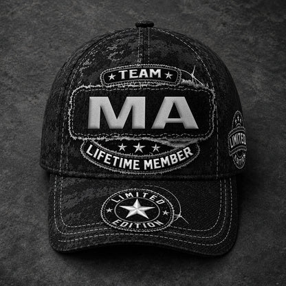 MA TC03 HH79  Personalized Black Camo Baseball Cap, Custom Name Family Hat