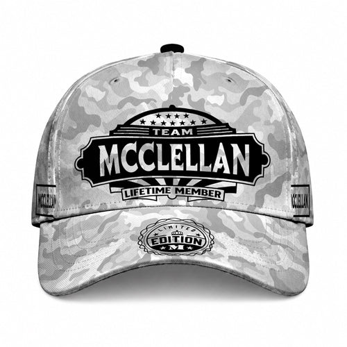 MCCLELLAN TC01 HH79 Team Your Name Hat, Personalized Camo Baseball Cap, Custom Family Gift, Gift for Him Her