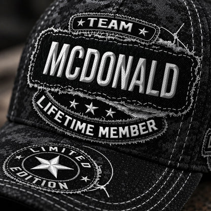 MCDONALD TC03 HH79  Personalized Black Camo Baseball Cap, Custom Name Family Hat