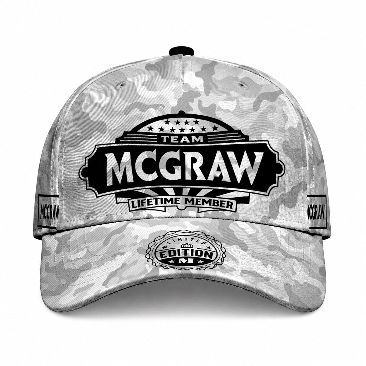 MCGRAW TC01 HH79 Team Your Name Hat, Personalized Camo Baseball Cap, Custom Family Gift, Gift for Him Her