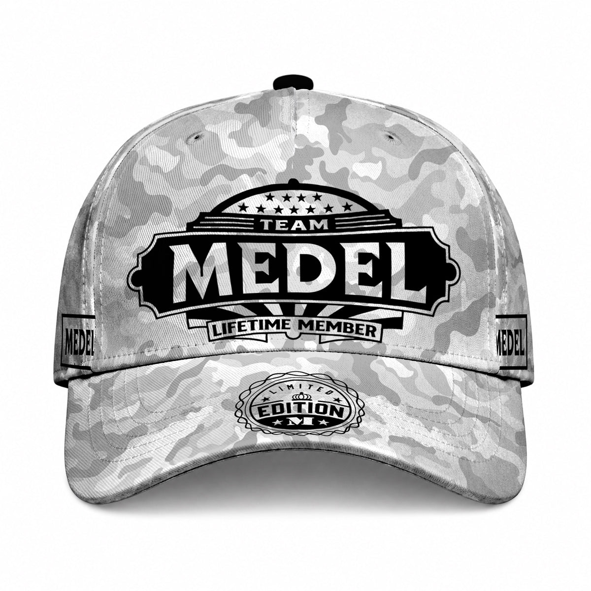 MEDEL TC01 HH79 Team Your Name Hat, Personalized Camo Baseball Cap, Custom Family Gift, Gift for Him Her