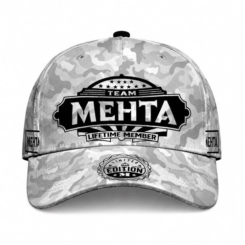 MEHTA TC01 HH79 Team Your Name Hat, Personalized Camo Baseball Cap, Custom Family Gift, Gift for Him Her