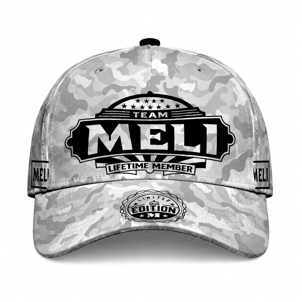 MELI TC01 HH79 Team Your Name Hat, Personalized Camo Baseball Cap, Custom Family Gift, Gift for Him Her