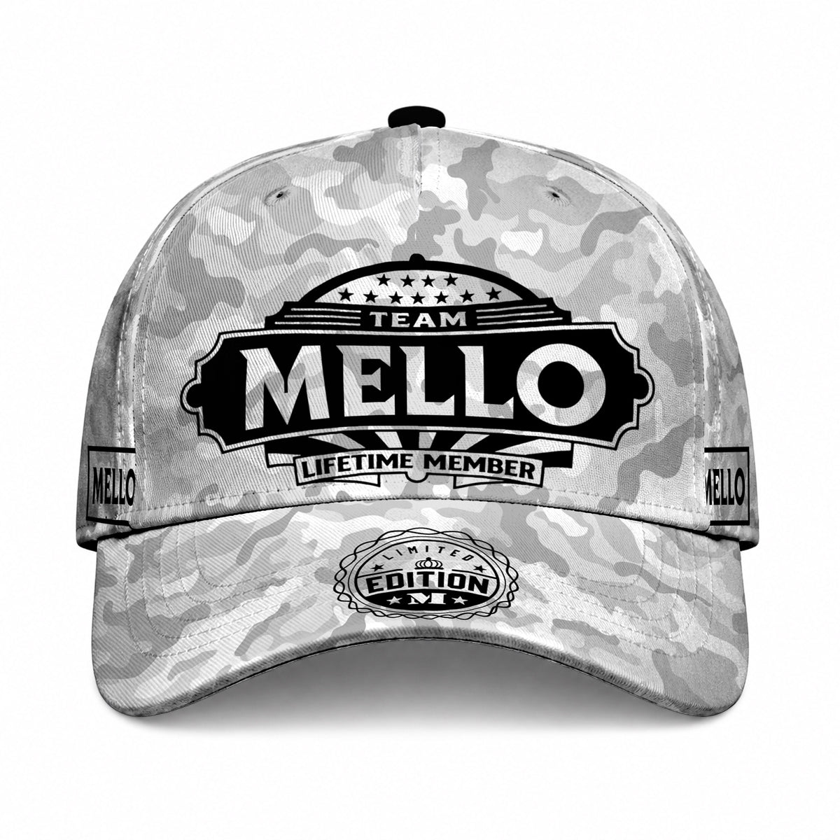 MELLO TC01 HH79 Team Your Name Hat, Personalized Camo Baseball Cap, Custom Family Gift, Gift for Him Her