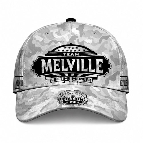 MELVILLE TC01 HH79 Team Your Name Hat, Personalized Camo Baseball Cap, Custom Family Gift, Gift for Him Her